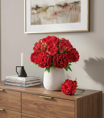Pink Peonies Artificial Flowers, 11 Pcs Realistic Faux Flowers for Vase, Silk Flowers for Home Decor Indoor, Wedding, Party, Table Centerpiece