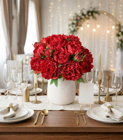 Pink Peonies Artificial Flowers, 11 Pcs Realistic Faux Flowers for Vase, Silk Flowers for Home Decor Indoor, Wedding, Party, Table Centerpiece