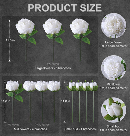 Pink Peonies Artificial Flowers, 11 Pcs Realistic Faux Flowers for Vase, Silk Flowers for Home Decor Indoor, Wedding, Party, Table Centerpiece
