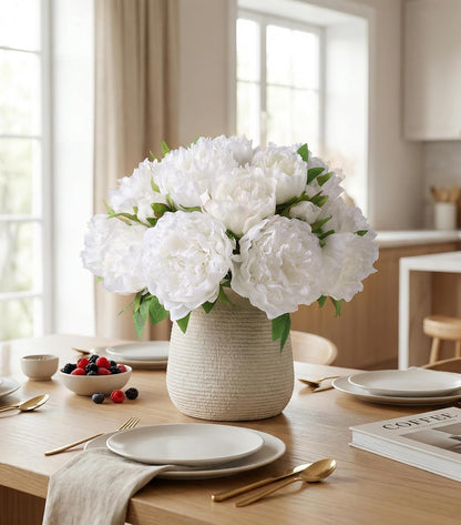 Pink Peonies Artificial Flowers, 11 Pcs Realistic Faux Flowers for Vase, Silk Flowers for Home Decor Indoor, Wedding, Party, Table Centerpiece