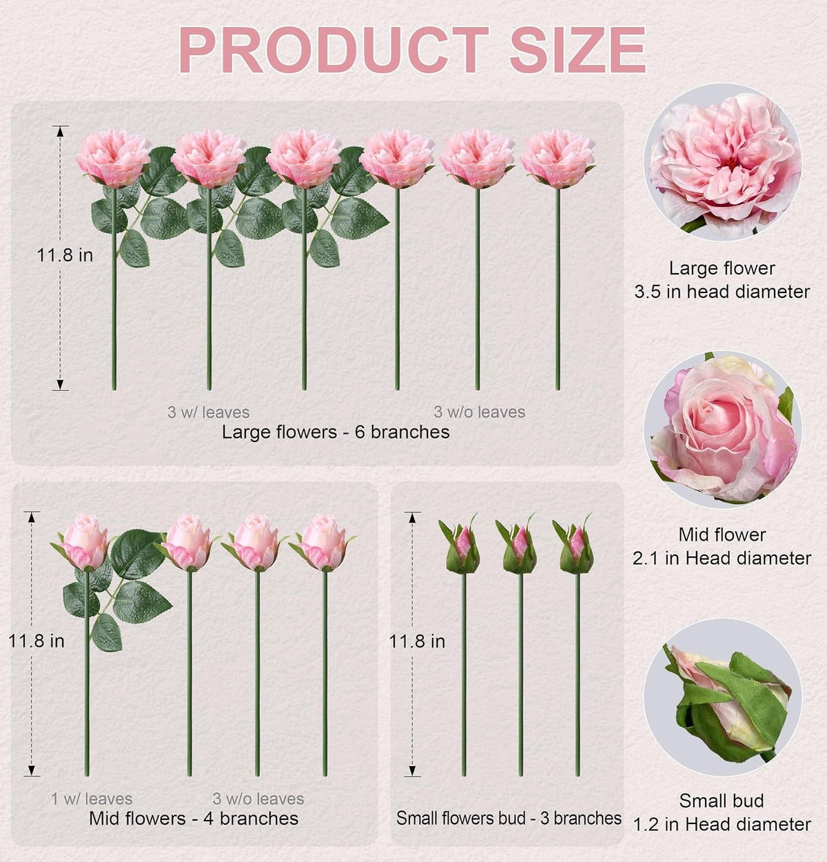 Pink Peonies Artificial Flowers, 11 Pcs Realistic Faux Flowers for Vase, Silk Flowers for Home Decor Indoor, Wedding, Party, Table Centerpiece