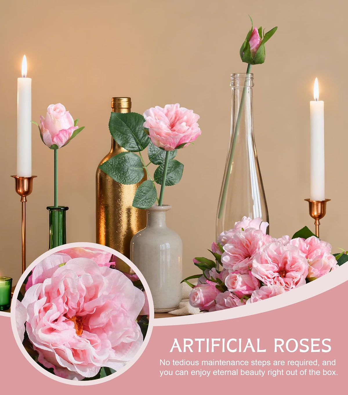 Pink Peonies Artificial Flowers, 11 Pcs Realistic Faux Flowers for Vase, Silk Flowers for Home Decor Indoor, Wedding, Party, Table Centerpiece