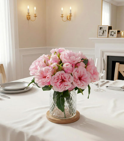 Pink Peonies Artificial Flowers, 11 Pcs Realistic Faux Flowers for Vase, Silk Flowers for Home Decor Indoor, Wedding, Party, Table Centerpiece