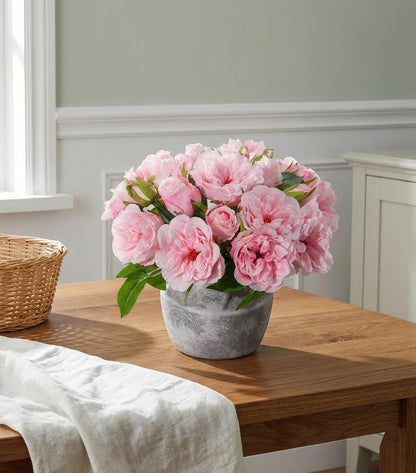 Pink Peonies Artificial Flowers, 11 Pcs Realistic Faux Flowers for Vase, Silk Flowers for Home Decor Indoor, Wedding, Party, Table Centerpiece