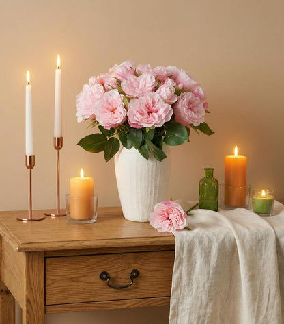 Pink Peonies Artificial Flowers, 11 Pcs Realistic Faux Flowers for Vase, Silk Flowers for Home Decor Indoor, Wedding, Party, Table Centerpiece