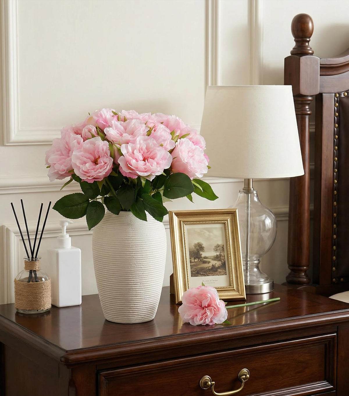 Pink Peonies Artificial Flowers, 11 Pcs Realistic Faux Flowers for Vase, Silk Flowers for Home Decor Indoor, Wedding, Party, Table Centerpiece
