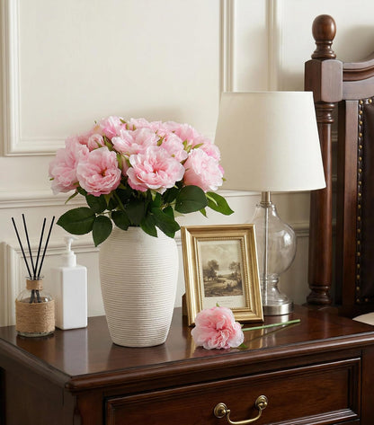 Pink Peonies Artificial Flowers, 11 Pcs Realistic Faux Flowers for Vase, Silk Flowers for Home Decor Indoor, Wedding, Party, Table Centerpiece