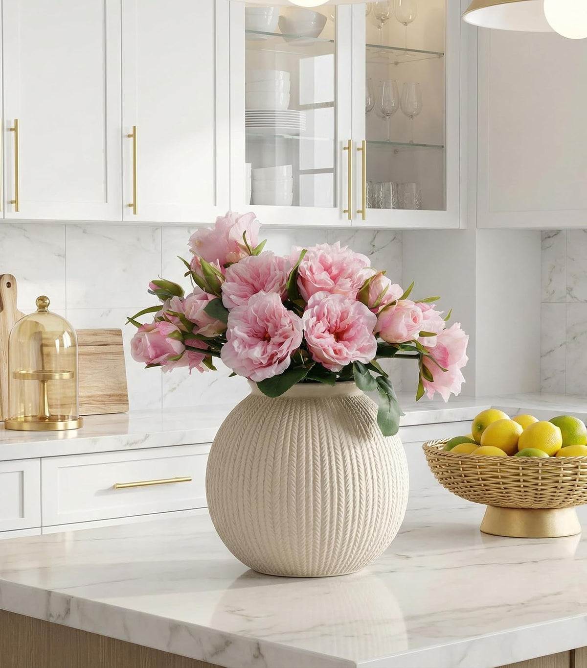 Pink Peonies Artificial Flowers, 11 Pcs Realistic Faux Flowers for Vase, Silk Flowers for Home Decor Indoor, Wedding, Party, Table Centerpiece