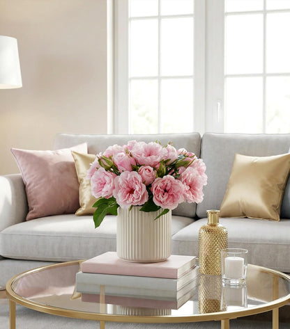 Pink Peonies Artificial Flowers, 11 Pcs Realistic Faux Flowers for Vase, Silk Flowers for Home Decor Indoor, Wedding, Party, Table Centerpiece