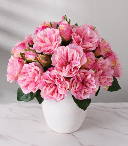 Pink Peonies Artificial Flowers, 11 Pcs Realistic Faux Flowers for Vase, Silk Flowers for Home Decor Indoor, Wedding, Party, Table Centerpiece