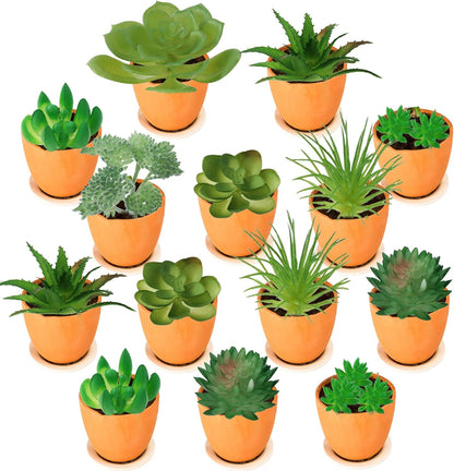 Green Succulents Plants, 14pcs Green Fake Succulents, Mini Artificial Succulents for Home Terrarium Wall Garden Office Decoration (Unpotted)