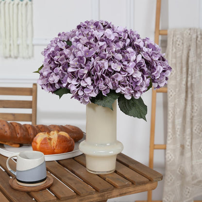 Purple Hydrangea Artificial Flowers - 5 pcs Realistic Single 18.13 in Long Stem Fake Silk Hydrangea Bouquets for Party Wedding Centerpieces Home Office Decor