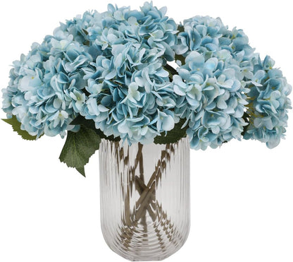 Purple Hydrangea Artificial Flowers - 5 pcs Realistic Single 18.13 in Long Stem Fake Silk Hydrangea Bouquets for Party Wedding Centerpieces Home Office Decor
