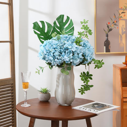 Purple Hydrangea Artificial Flowers - 5 pcs Realistic Single 18.13 in Long Stem Fake Silk Hydrangea Bouquets for Party Wedding Centerpieces Home Office Decor