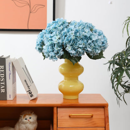 Purple Hydrangea Artificial Flowers - 5 pcs Realistic Single 18.13 in Long Stem Fake Silk Hydrangea Bouquets for Party Wedding Centerpieces Home Office Decor