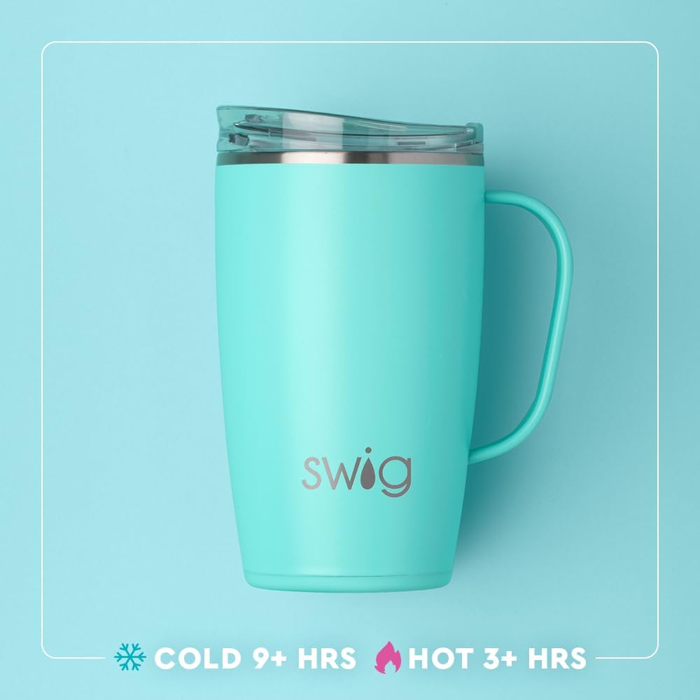 18oz Insulated Travel Mug with Handle & Lid, Lemon Meringue | Triple Insulated Stainless Steel - Handle & Lid Included - Keeps Coffee Hot or Cold - Cup Holder Friendly