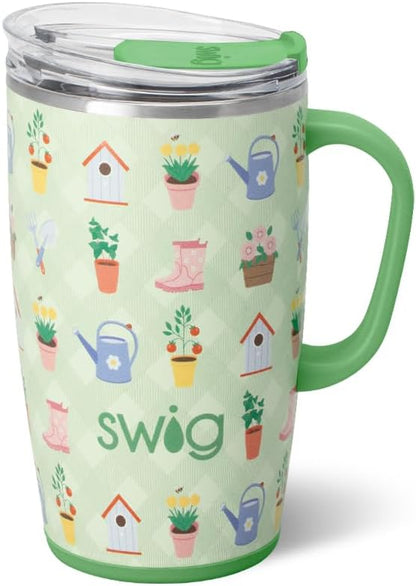 18oz Insulated Travel Mug with Handle & Lid, Lemon Meringue | Triple Insulated Stainless Steel - Handle & Lid Included - Keeps Coffee Hot or Cold - Cup Holder Friendly
