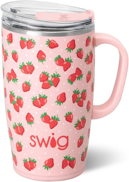 18oz Insulated Travel Mug with Handle & Lid, Lemon Meringue | Triple Insulated Stainless Steel - Handle & Lid Included - Keeps Coffee Hot or Cold - Cup Holder Friendly