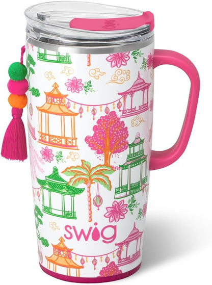 18oz Insulated Travel Mug with Handle & Lid, Lemon Meringue | Triple Insulated Stainless Steel - Handle & Lid Included - Keeps Coffee Hot or Cold - Cup Holder Friendly