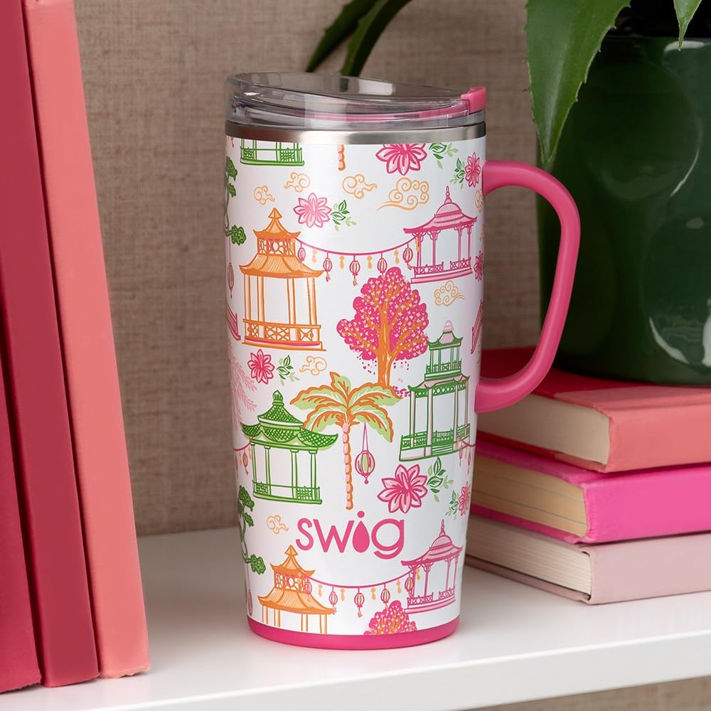 18oz Insulated Travel Mug with Handle & Lid, Lemon Meringue | Triple Insulated Stainless Steel - Handle & Lid Included - Keeps Coffee Hot or Cold - Cup Holder Friendly