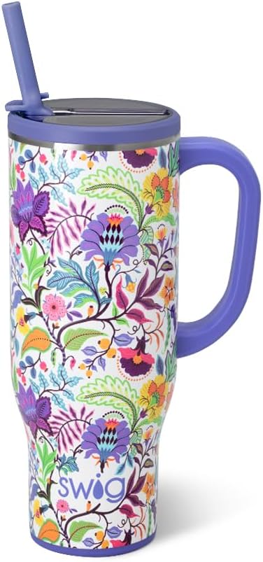 18oz Insulated Travel Mug with Handle & Lid, Lemon Meringue | Triple Insulated Stainless Steel - Handle & Lid Included - Keeps Coffee Hot or Cold - Cup Holder Friendly