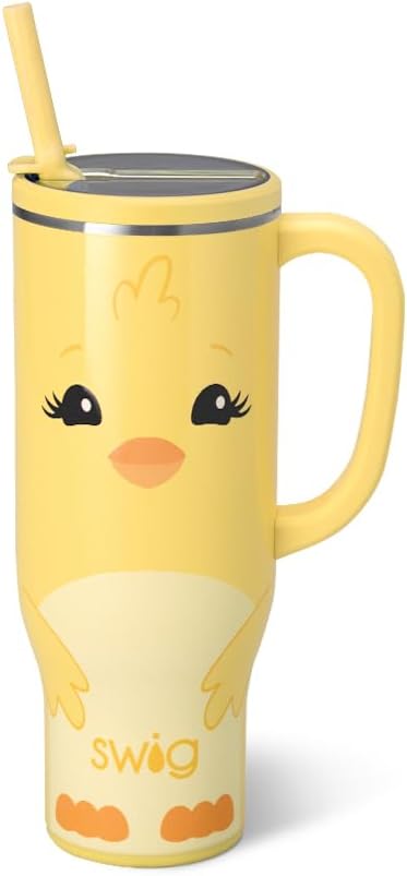 18oz Insulated Travel Mug with Handle & Lid, Lemon Meringue | Triple Insulated Stainless Steel - Handle & Lid Included - Keeps Coffee Hot or Cold - Cup Holder Friendly