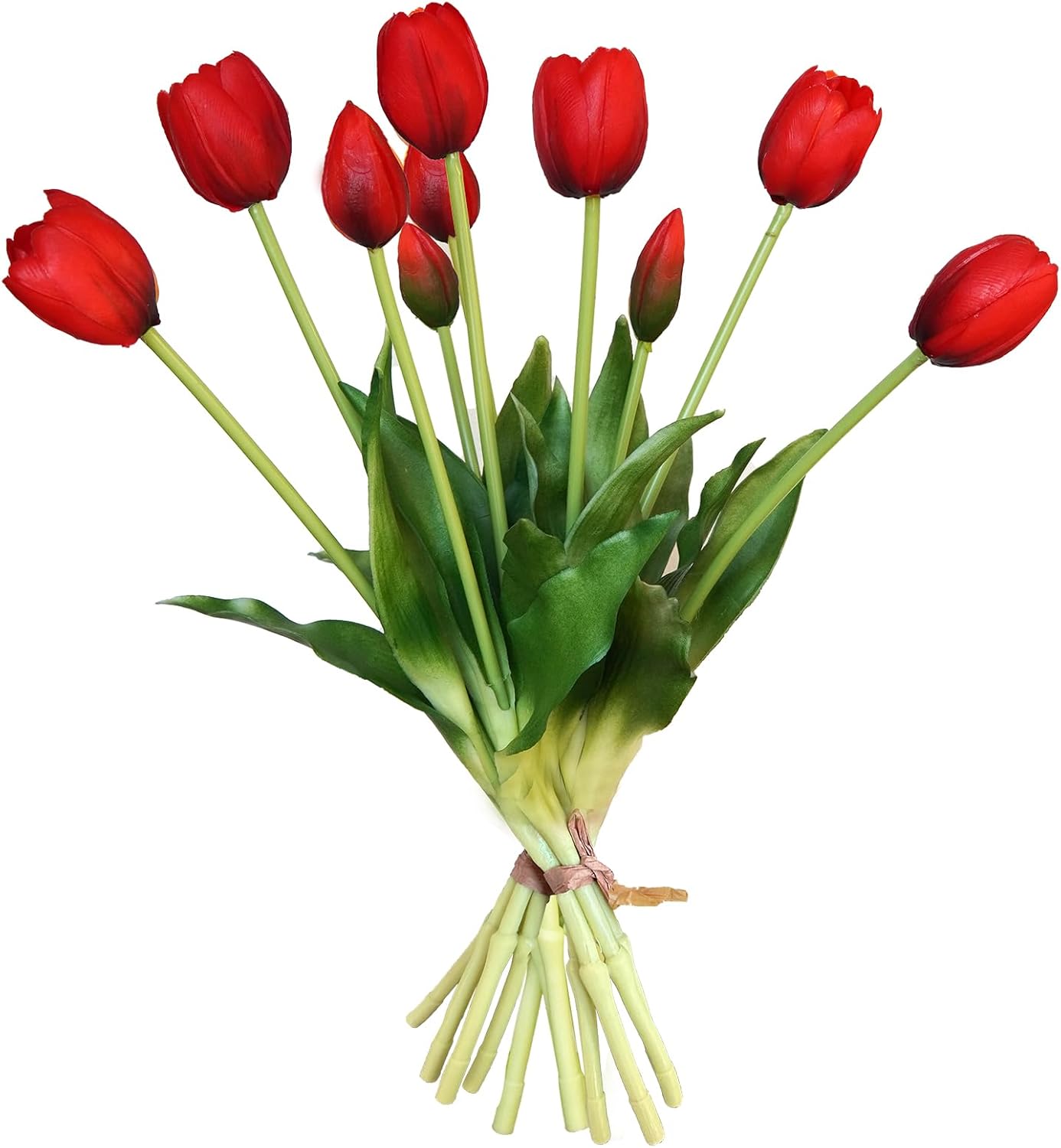 10 Pcs Fake Tulips Tulips Artificial Flowers Real Touch Fake Flowers Artificial Flower Bouquet for Home Table Party Wedding Decoration (Light Pink)