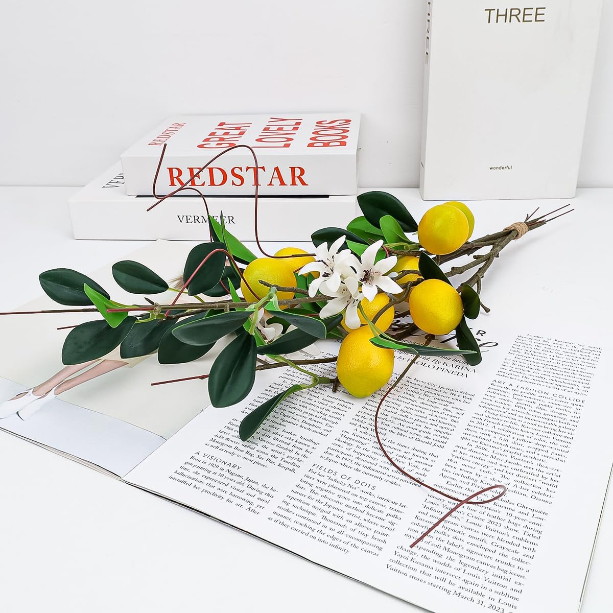 4 Pcs Artificial Lemons Branches 18.5 Inch Lemon Picks Fake Fruit