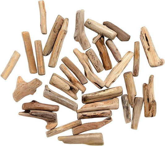 20Pcs Natural Driftwood Pieces - Mixed-Size Beach Decor for DIY Crafts | Rustic Wood Slices and Branches for Vase Fillers, Photo Frames,Craft Supplies, Natural Wood Crafts