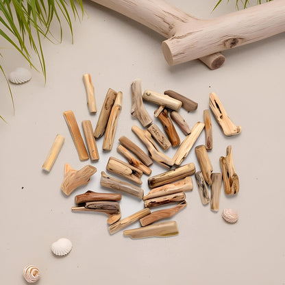 20Pcs Natural Driftwood Pieces - Mixed-Size Beach Decor for DIY Crafts | Rustic Wood Slices and Branches for Vase Fillers, Photo Frames,Craft Supplies, Natural Wood Crafts
