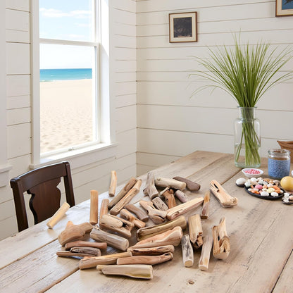 20Pcs Natural Driftwood Pieces - Mixed-Size Beach Decor for DIY Crafts | Rustic Wood Slices and Branches for Vase Fillers, Photo Frames,Craft Supplies, Natural Wood Crafts