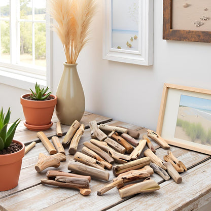 20Pcs Natural Driftwood Pieces - Mixed-Size Beach Decor for DIY Crafts | Rustic Wood Slices and Branches for Vase Fillers, Photo Frames,Craft Supplies, Natural Wood Crafts