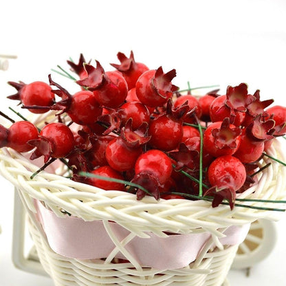 Red Mini Pomegranate Artificial Fruits Ornaments Lifelike Pomegranate Decor for Wedding Home Party Christmas Crafts Decor Artificial Plants and Flowers