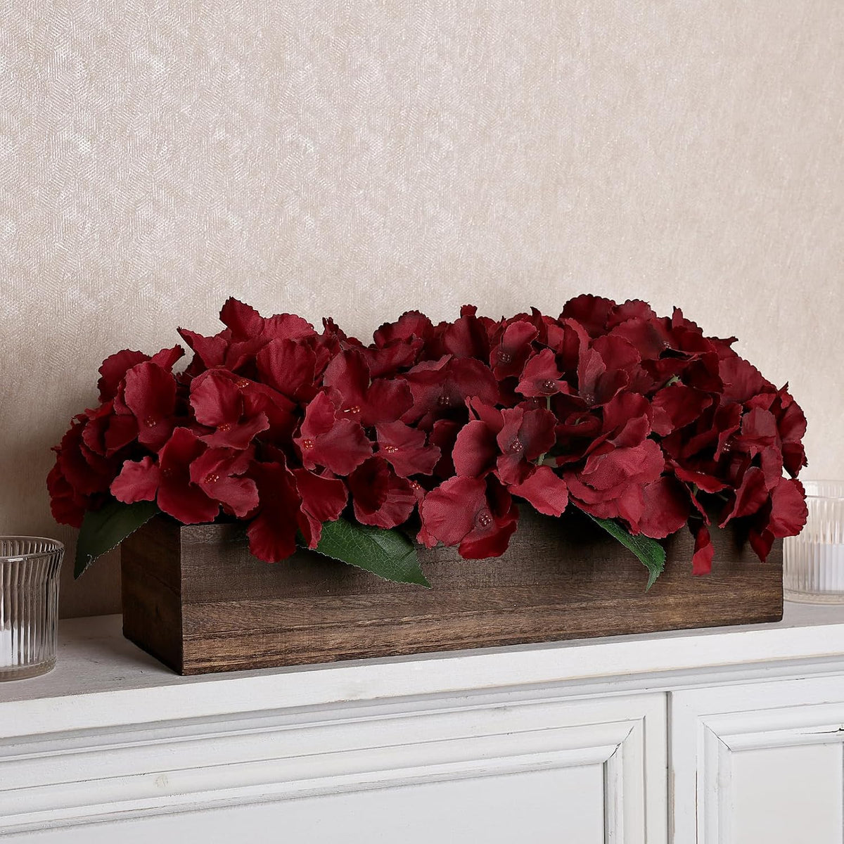 Pre-Made Hydrangea Centerpiece for Dining Table, Navy Blue