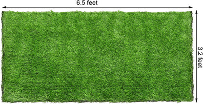 Green Artificial Grass Rug Grass Carpet Rug, 3.2' x 6.5' Realistic Fake Grass Deluxe Turf Synthetic Turf Thick Lawn Pet Turf, Indoor/Outdoor Area Rug