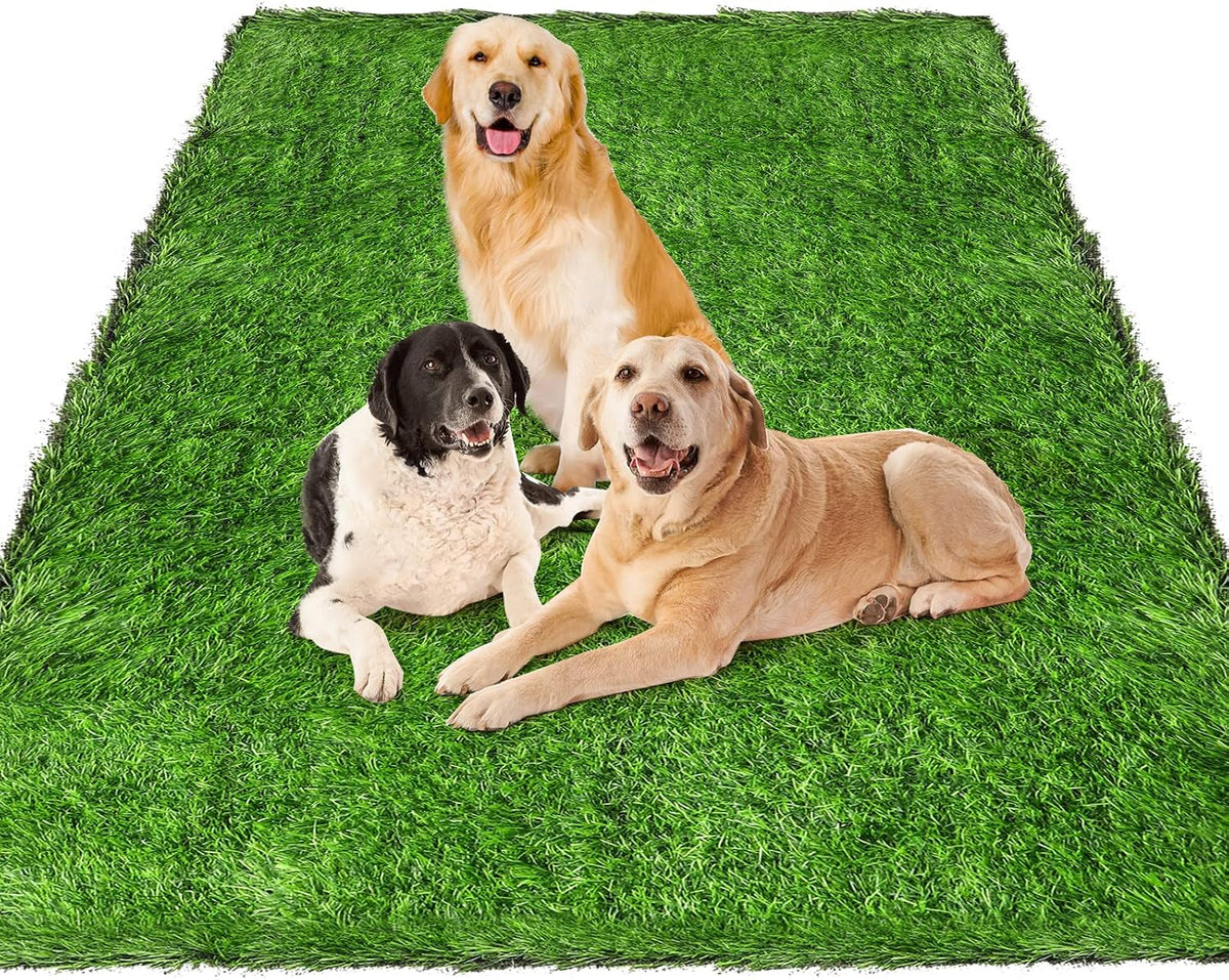 Green Artificial Grass Rug Grass Carpet Rug, 3.2' x 6.5' Realistic Fake Grass Deluxe Turf Synthetic Turf Thick Lawn Pet Turf, Indoor/Outdoor Area Rug