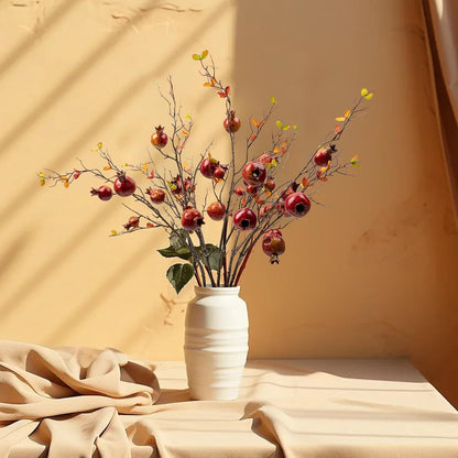Red Berry Stems Pomegranate Faux Flowers with Fake Fall Leaves Artificial Fruits Decor Tall Branches for Vase Room Christmas Home Wedding Thanksgiving Centerpieces Arrangements Party Decoration