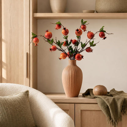 Red Berry Stems Pomegranate Faux Flowers with Fake Fall Leaves Artificial Fruits Decor Tall Branches for Vase Room Christmas Home Wedding Thanksgiving Centerpieces Arrangements Party Decoration
