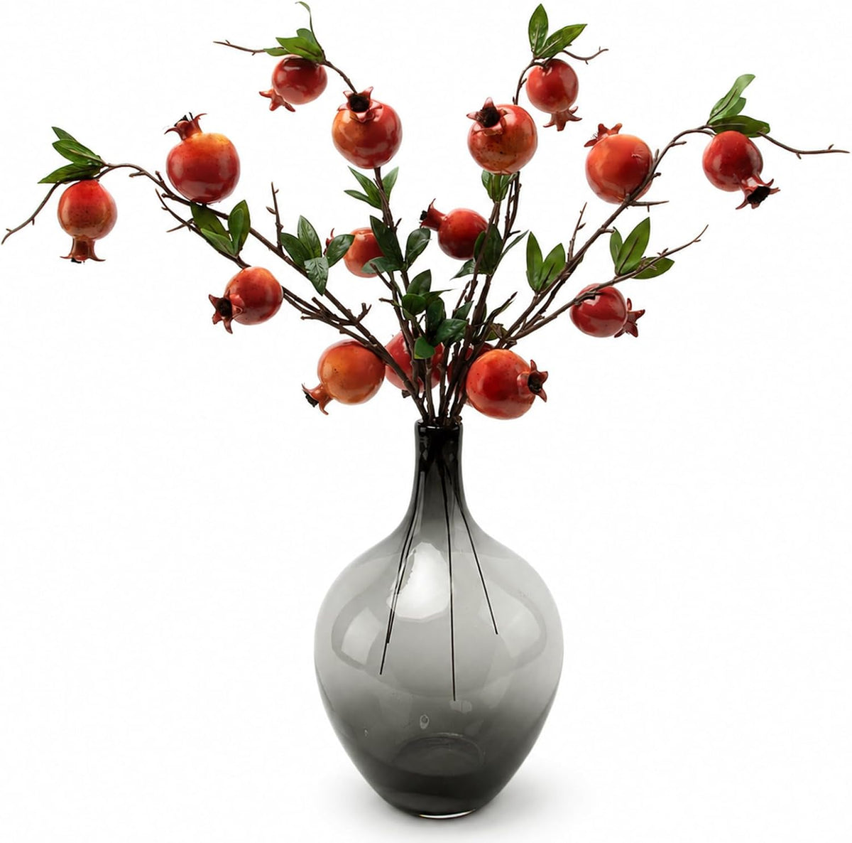 Red Berry Stems Pomegranate Faux Flowers with Fake Fall Leaves Artificial Fruits Decor Tall Branches for Vase Room Christmas Home Wedding Thanksgiving Centerpieces Arrangements Party Decoration