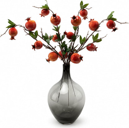 Red Berry Stems Pomegranate Faux Flowers with Fake Fall Leaves Artificial Fruits Decor Tall Branches for Vase Room Christmas Home Wedding Thanksgiving Centerpieces Arrangements Party Decoration