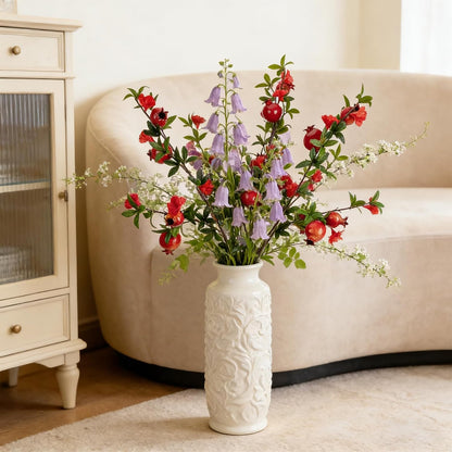 Red Berry Stems Pomegranate Faux Flowers with Fake Fall Leaves Artificial Fruits Decor Tall Branches for Vase Room Christmas Home Wedding Thanksgiving Centerpieces Arrangements Party Decoration