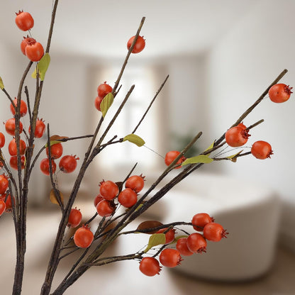Red Berry Stems Pomegranate Faux Flowers with Fake Fall Leaves Artificial Fruits Decor Tall Branches for Vase Room Christmas Home Wedding Thanksgiving Centerpieces Arrangements Party Decoration