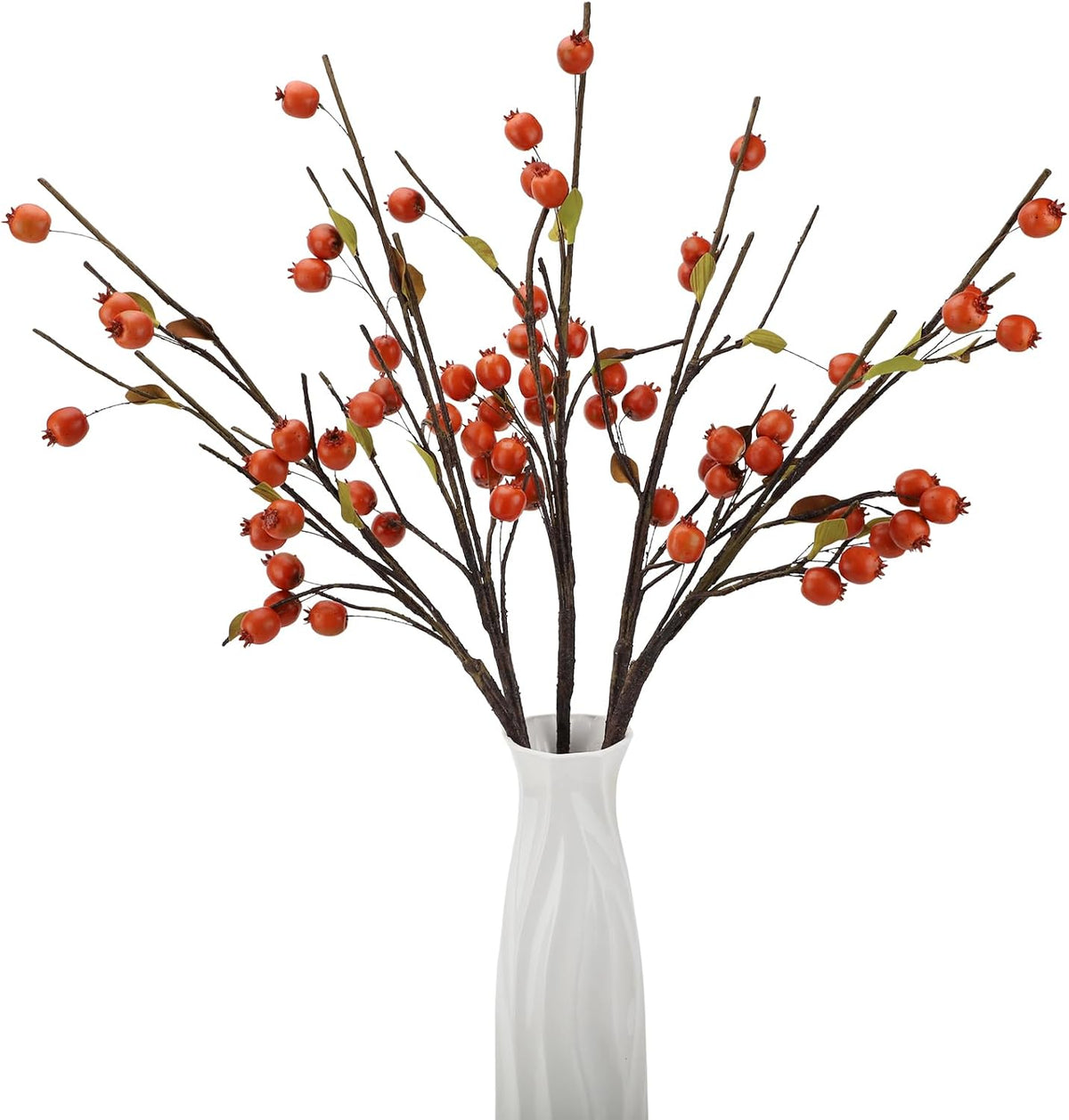 Red Berry Stems Pomegranate Faux Flowers with Fake Fall Leaves Artificial Fruits Decor Tall Branches for Vase Room Christmas Home Wedding Thanksgiving Centerpieces Arrangements Party Decoration
