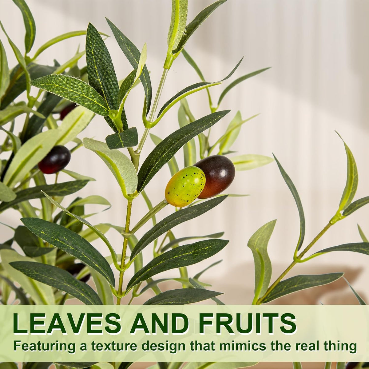 VIVATREES Olive Trees Artificial Indoor, 7FT Tall Faux Olive Tree with White Tall Planter, Artificial Plants with Natural Wood Trunk and Lifelike Fruits for Home Office Decor