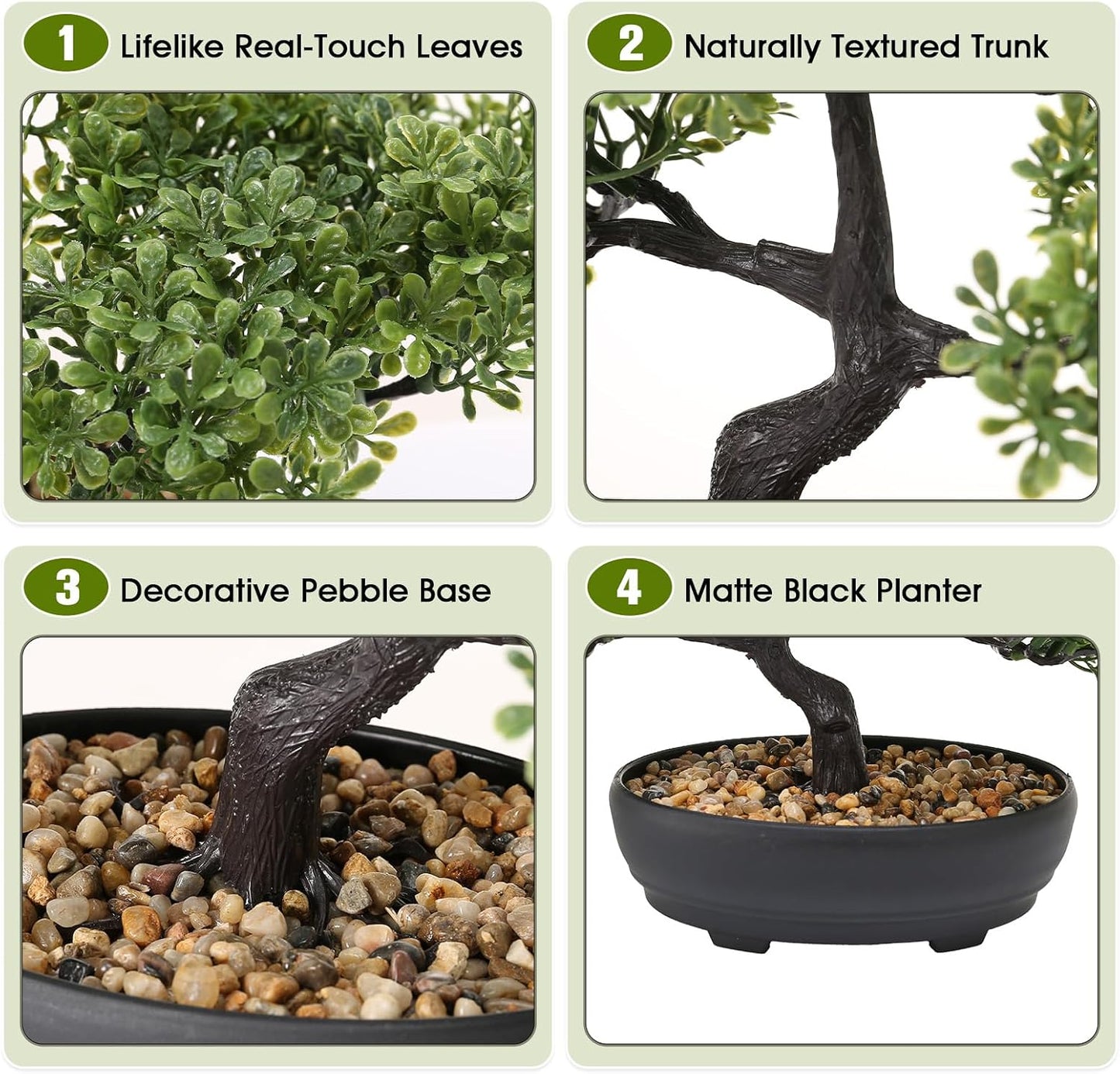 Artificial Bonsai Tree, Fake Juniper Plants Indoor Small Fake Bonsai Tree Indoor with Pot and Pebbles Artificial Bonsai Tree Indoor for Desk Home Office Bathroom Shelf Decorations