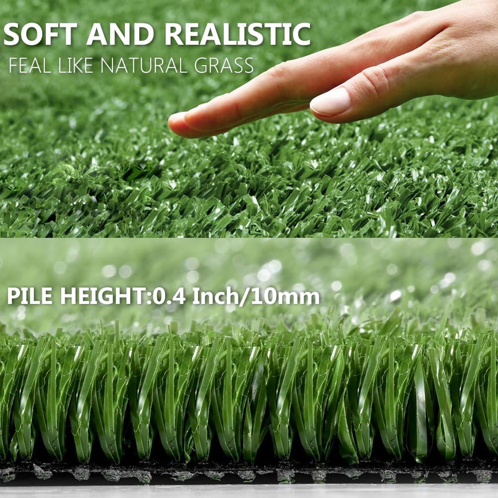 Fake Grass Artificial Turf, 4FT x 6FT 0.4 inch Pile Height Synthetic Garden Grass Lawn Rug Soft Astroturf Mat for Pets, Drainage Holes Faux Grass Carpet for Party Wedding