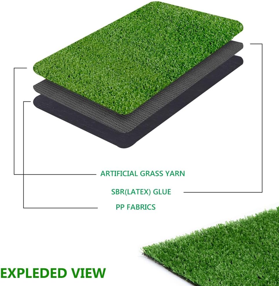 Fake Grass Artificial Turf, 4FT x 6FT 0.4 inch Pile Height Synthetic Garden Grass Lawn Rug Soft Astroturf Mat for Pets, Drainage Holes Faux Grass Carpet for Party Wedding