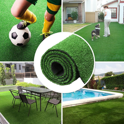 Fake Grass Artificial Turf, 4FT x 6FT 0.4 inch Pile Height Synthetic Garden Grass Lawn Rug Soft Astroturf Mat for Pets, Drainage Holes Faux Grass Carpet for Party Wedding