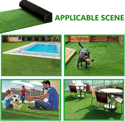 Fake Grass Artificial Turf, 4FT x 6FT 0.4 inch Pile Height Synthetic Garden Grass Lawn Rug Soft Astroturf Mat for Pets, Drainage Holes Faux Grass Carpet for Party Wedding