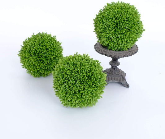 3.5 Inch Boxwood Balls Artificial Greenery Balls Decorative, Bowl Filler,Set of 3 Moss Balls Decorative